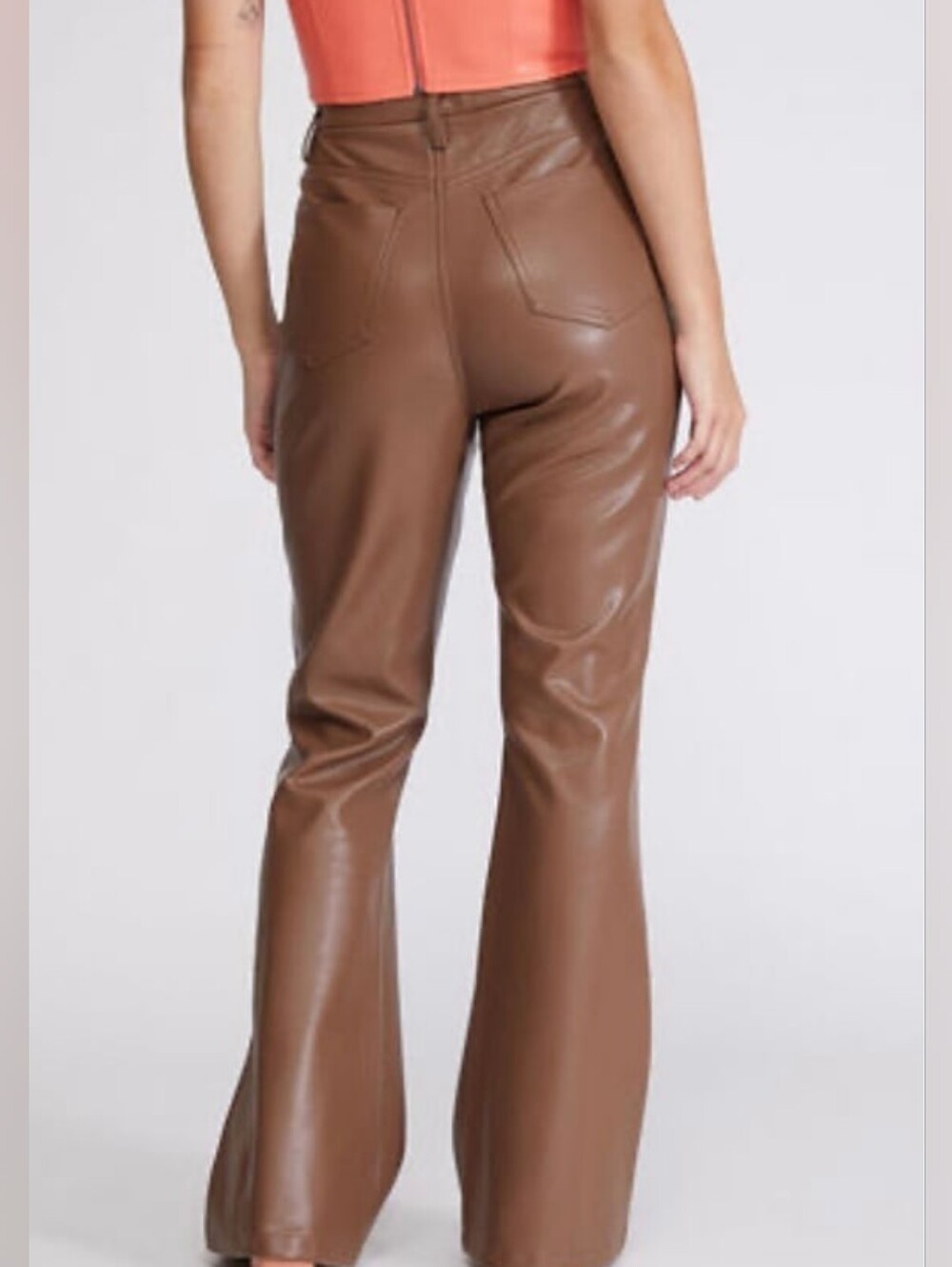 NWT PacSun Vegan Faux Leather Brown Flare Pants